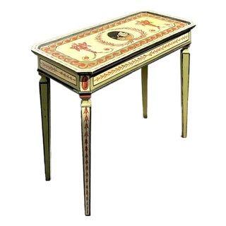 Vintage 1992 Hand Painted Swan Console Table For Sale
