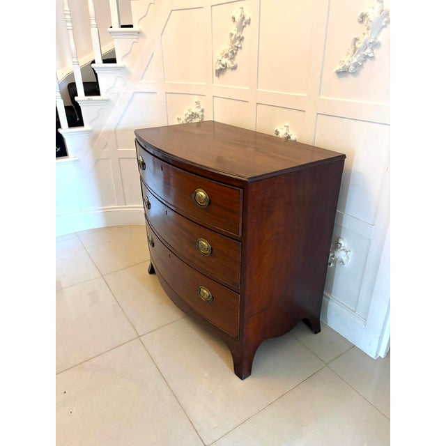 Antique Georgian Mahogany Bow Front Chest of Drawers, 1800 For Sale - Image 9 of 11