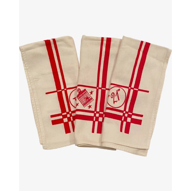 Vintage Set of 3 the "21" Club New York City Nyc Restaurant Cotton Napkins For Sale - Image 12 of 12