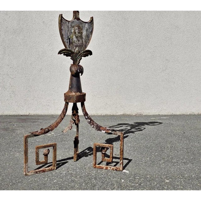 Antique Baroque Wrought Iron 3-Arm Candelabra with Fresco of Saint Joseph For Sale - Image 11 of 13