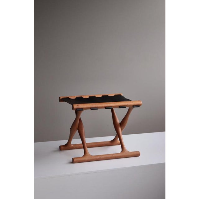 Amazing vintage "Golden Hill" folding stool designed by Cabinetmaker Poul Hundevad, Denmark. This example from the 1960s...