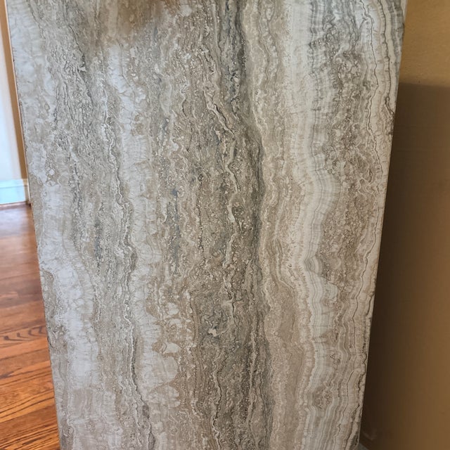 1980s 1980s Postmodern Vintage Demi Lune Glass Table With Alabaster Base For Sale - Image 5 of 5