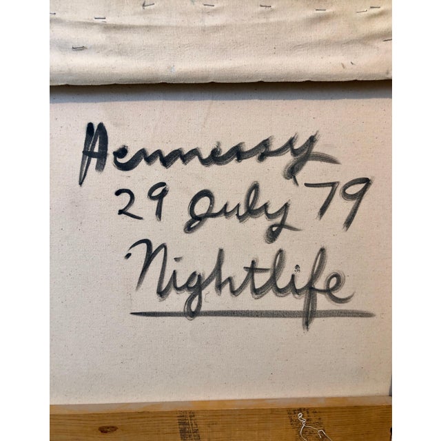 Textile Richard Hennessy, 1979 Large Colorful Abstract Oil Painting "Nightlife" Jazz Inspired Art, 1979 For Sale - Image 7 of 10