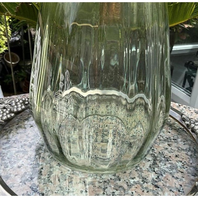 Gold Antique Sea Green Ribbed Footed Vase by James Powell for Whitefriars, 1880s For Sale - Image 8 of 12