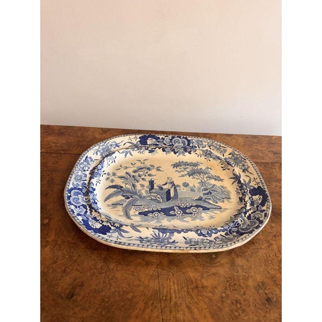 Antique Victorian Blue and White Meat Platter, 1890 For Sale - Image 3 of 4