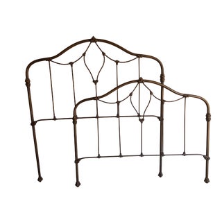 Vintage Solid Metal Headboard and Footboard For Sale