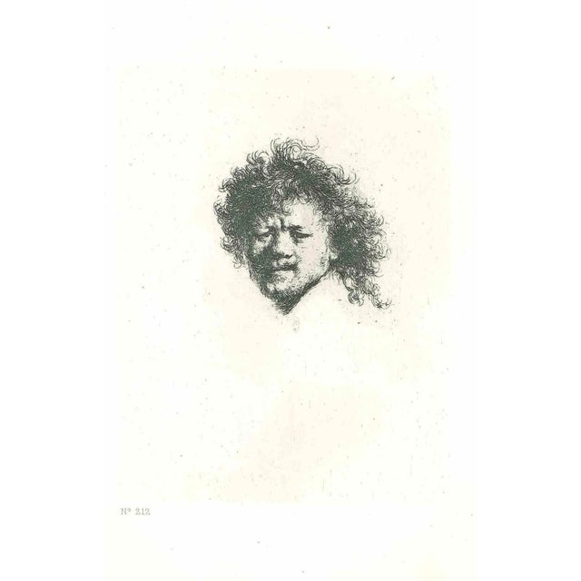 After Rembrandt, Self-Portrait with Long Bushy Hair, Etching, 19th Century For Sale