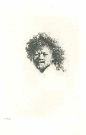 After Rembrandt, Self-Portrait with Long Bushy Hair, Etching, 19th Century