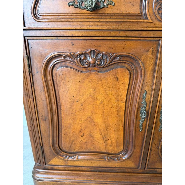 1970s Henredon French Provincial Carved Walnut Sideboard Cabinet For Sale - Image 10 of 12