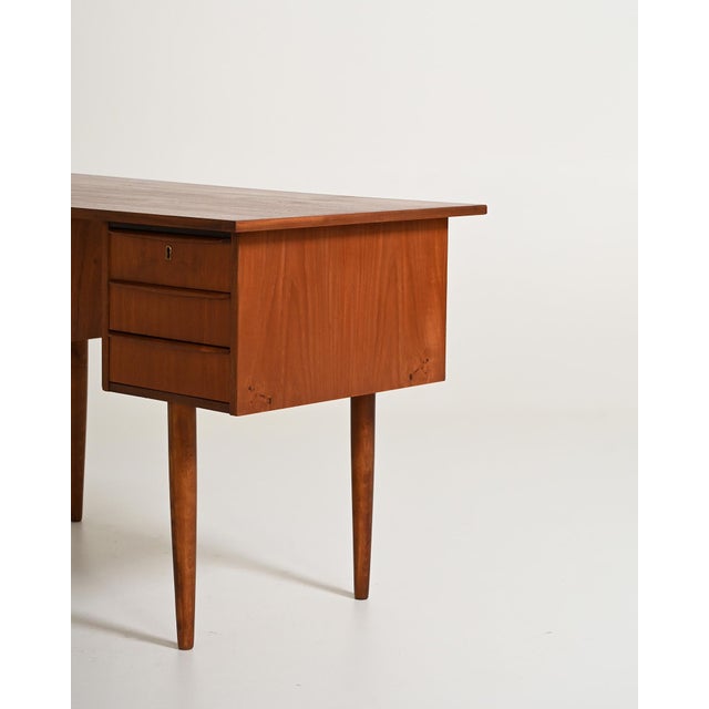 Scandinavian Teak Desk with 6 Drawers, 1960s For Sale - Image 6 of 12