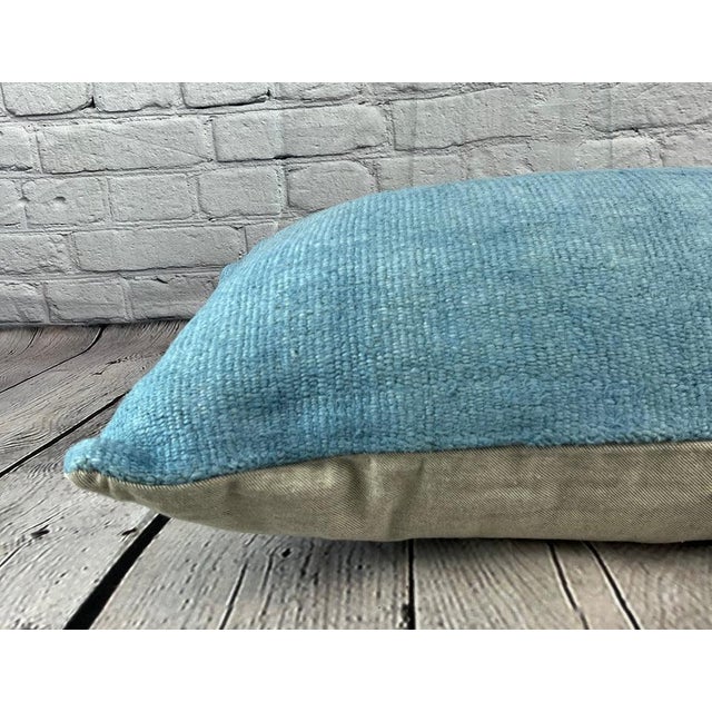 16 x 24 Hemp Pillow Turkish Cushion Natural Blue Pillow Cushion Cover For Sale - Image 4 of 4