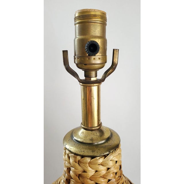 Tan Lamp Seagrass Wicker Rattan - Rewired For Sale - Image 8 of 11