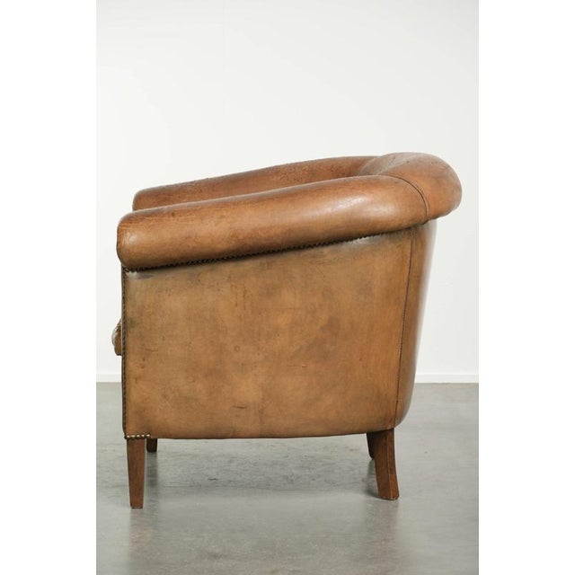 1990s Vintage Sheepskin Club Armchair For Sale - Image 5 of 14