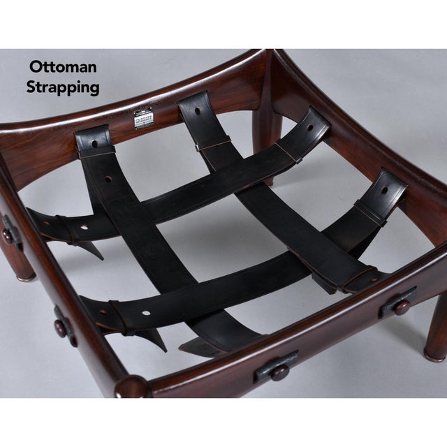 Brazilian Rosewood & Leather Sling Chair and Ottoman by Sergio Rodrigues for Isa For Sale - Image 12 of 18