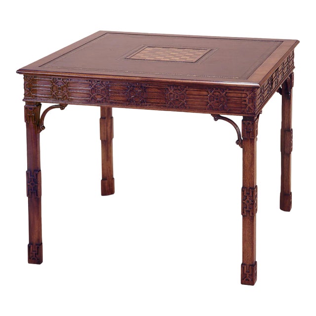 19th C Style Burton-Ching Chippendale Mahogany Game Table For Sale