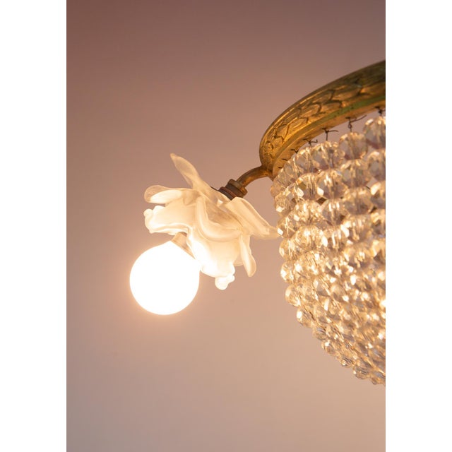 French Corbeille Chandelier in Bronze and Glass, 1890s For Sale - Image 5 of 14