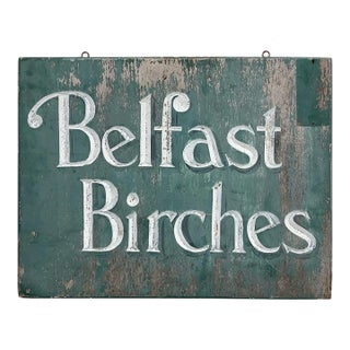 Vintage Belfast Birches Wood Sign For Sale