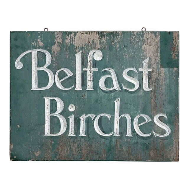 Vintage Belfast Birches Wood Sign For Sale
