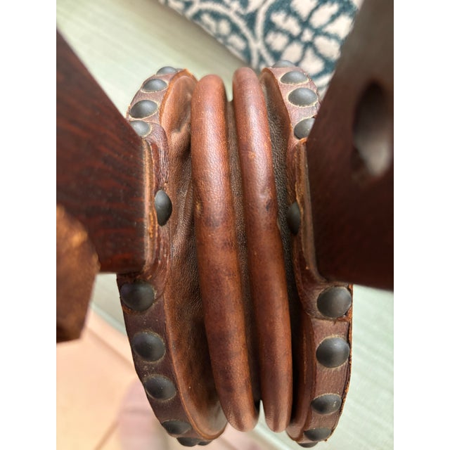 Wood Antique English Tudor Carved Oak Fireplace Bellows – Fully Functional For Sale - Image 7 of 7