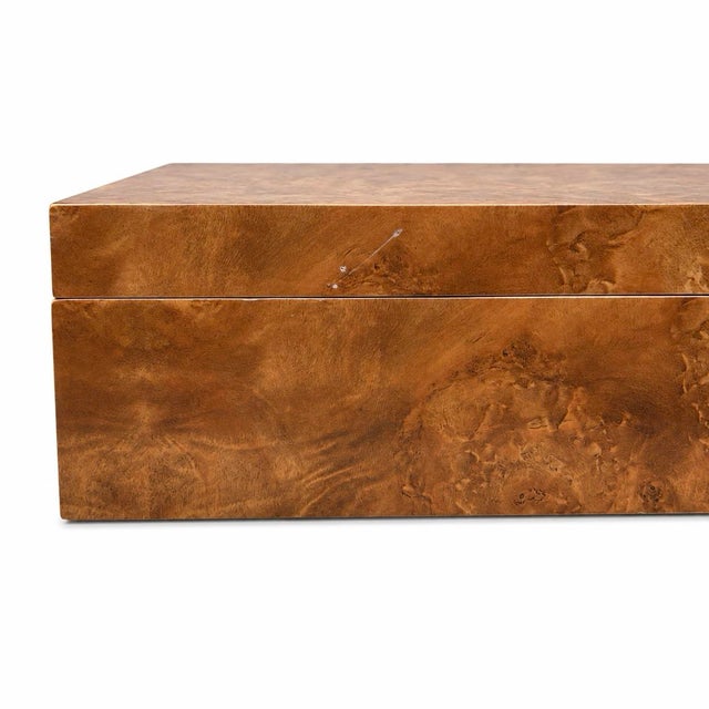 2020s Large Honey Burlwood Glossy Veneer Decorative Box For Sale - Image 5 of 6
