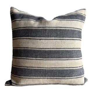 Vintage Rug Pillow Cover With Stripes For Sale
