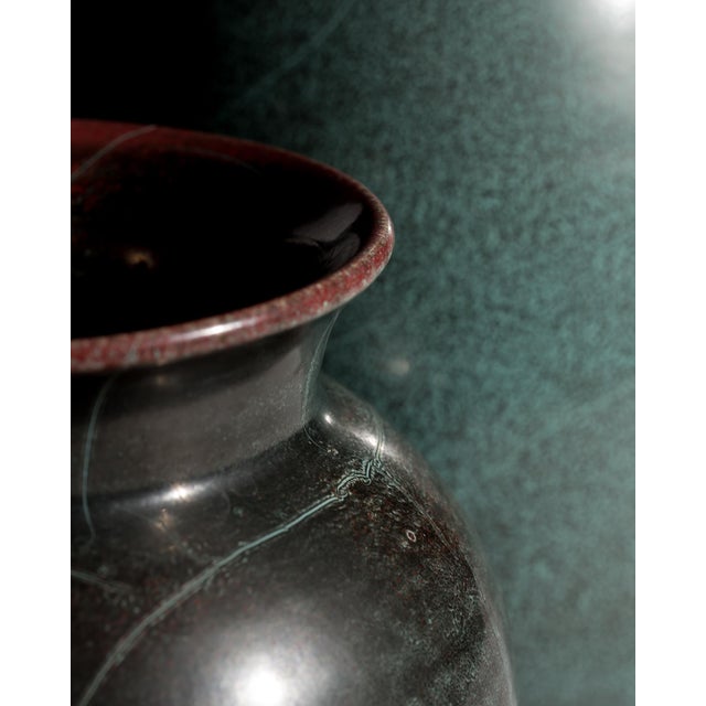 Art Deco Bauhaus Studio Stoneware Vases in Turquoise Reduction Glaze by Richard Uhlemeyer, Germany, 1940s, Set of 2 For Sale - Image 6 of 18