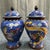 Mid 20th Century Mid 20th Century Set of 2 Oriental Cobalt Blue Cloisonné Lidded Ginger Jars For Sale - Image 5 of 6