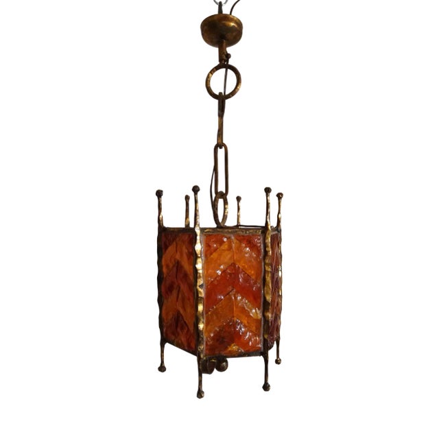 Mid-Century Modern Brutalist Glass Pendant from Poliarte, 1970s For Sale