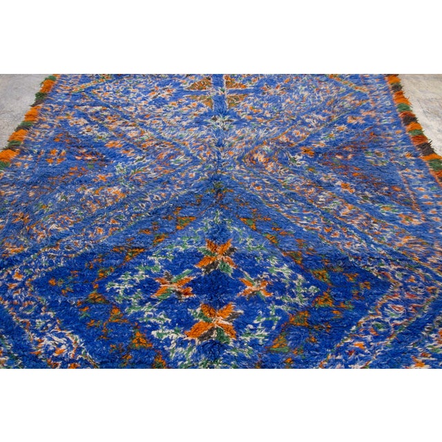 1950s Vintage Moroccan Berber Rug With Blue Diamond Design by Rug & Kilim, 1950-1959 For Sale - Image 5 of 9