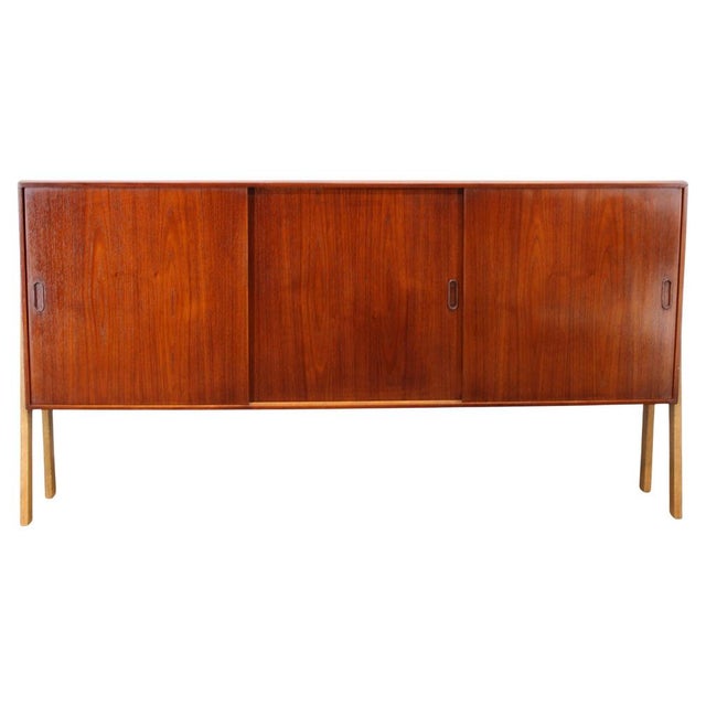 Mid-Century Modern Danish Teak Sideboard with Sliding Doors, 1960s For Sale - Image 14 of 14