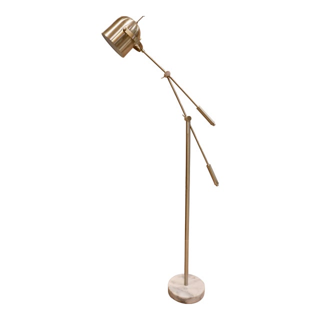 Late 20th Century Adjustable Italian Floor Lamp With Marble Base For Sale