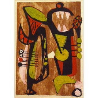 "Loud Horns" Woodcut by Clay Walker For Sale
