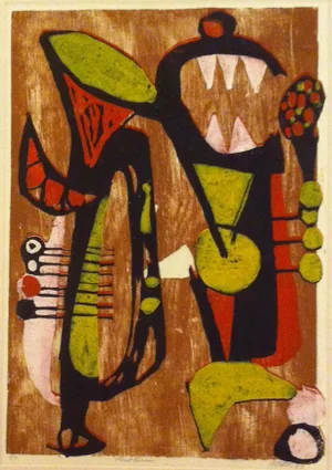 "Loud Horns" Woodcut by Clay Walker