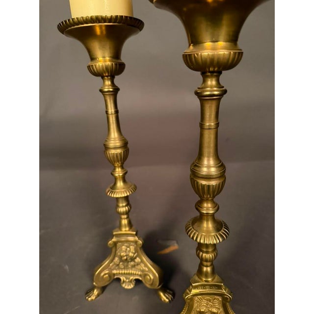 Pair of 19th Century French Gothic Style Bronze Candelabra With Cherub Motifs, Circa 1890 For Sale - Image 10 of 17