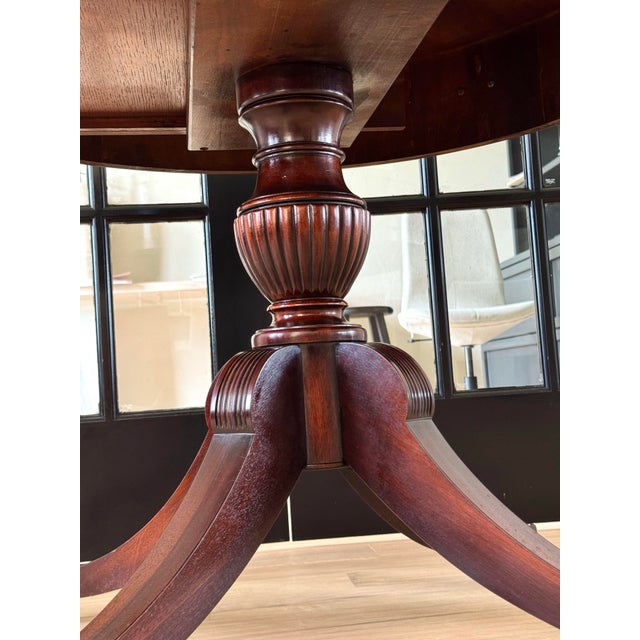 Grand Vintage Regency Drum Table – Mahogany Finish Library & Living Room Accent For Sale - Image 11 of 12