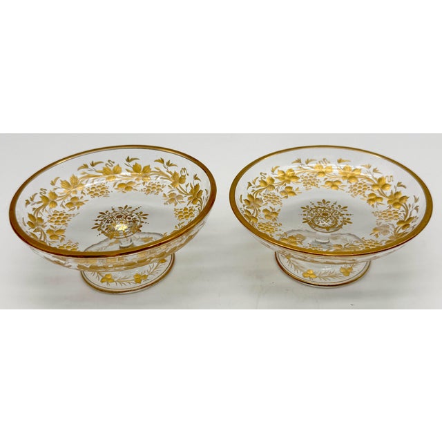 Pair of Belle Époque Gilt Glass Compotes/Dessert Dishes, circa 1890–1910 Dimensions: 5.25 in. diameter x 2.5 in. high;...