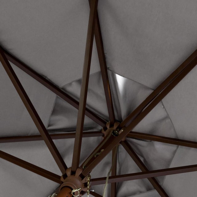 Spritely Home Cannes 11Ft Wooden Pulley Market Umbrella (No Tilt), Grey For Sale - Image 4 of 5