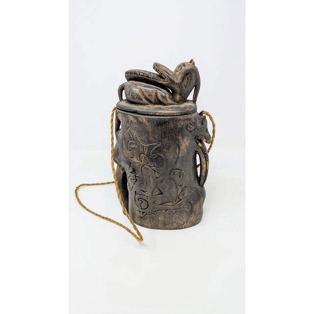 1940s Artisan Folk Art Borneo Dayak Tribe Bahau Water Container For Sale - Image 4 of 11