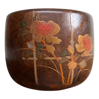 Japanese Hibachi with Peony Lacquer Decoration, 1958 For Sale