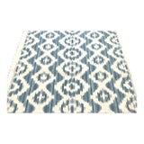 Suzanne Rheinstein Hollyhock "Ikat De Lin" Blue Fabric for Lee Jofa For Sale