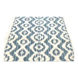 Suzanne Rheinstein Hollyhock "Ikat De Lin" Blue Fabric for Lee Jofa