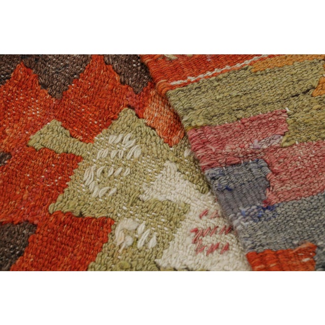 Textile Vintage Mid-Century Denizli Diamond Yellow Multi-Color Wool Kilim Rug For Sale - Image 7 of 7