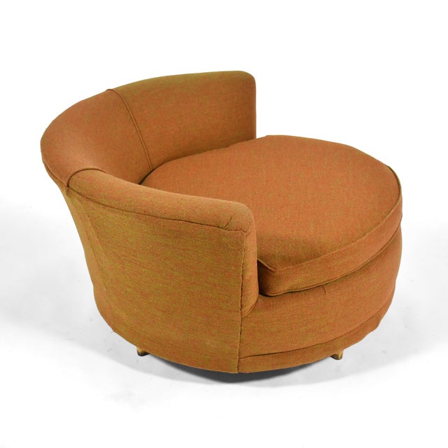 Textile Large Round Parlor Chair by Howard For Sale - Image 7 of 11