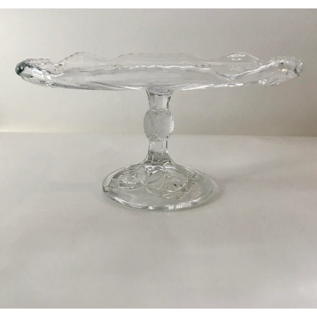 Early 20th Century Early 20th Century Geometric Pressed Glass Cake Stand For Sale - Image 5 of 13
