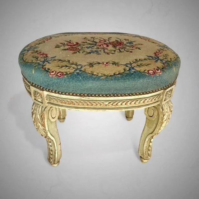 19th Century Louis XV Lacquered Wooden Stool For Sale - Image 8 of 9