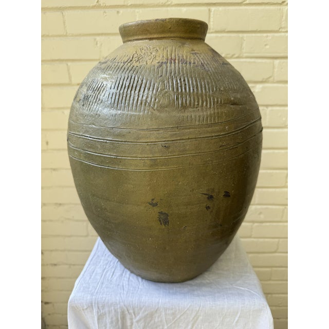 Chinese Antique Late 19th Century Chinese Stoneware Martaban Storage Jar For Sale - Image 3 of 10