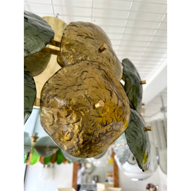 Not Yet Made - Made To Order Contemporary Water Lily Chandelier Brass and Murano Glass , Italy For Sale - Image 5 of 12
