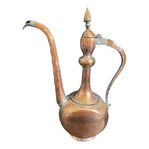 Antique 19th Century Persian Tinned Copper Aftaba Pitcher