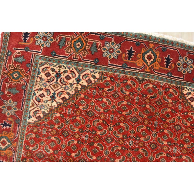 Textile Bidjar Rug 5’1” X 9’7” Red Wool Semi-Antique Tribal Hand-Knotted Carpet For Sale - Image 7 of 14