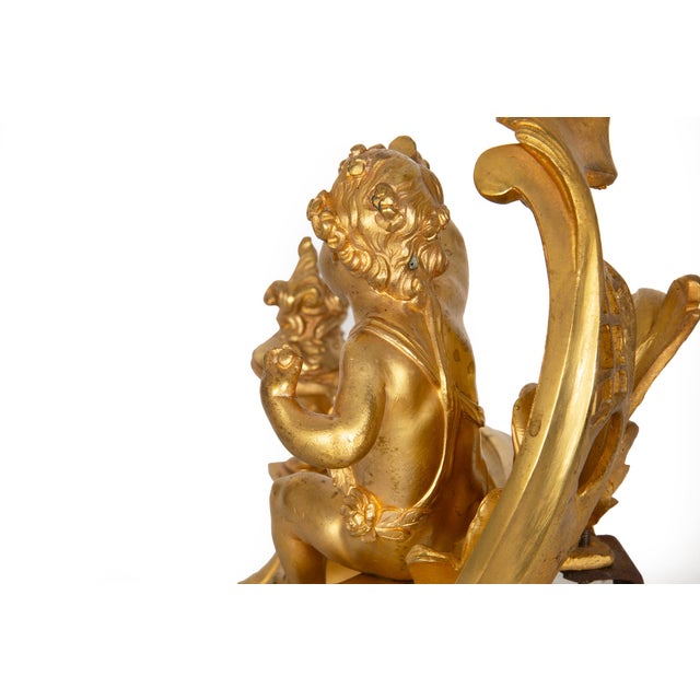 Antique Gilt Bronze Fireplace Fender With Chenets by Bouhon, Paris For Sale - Image 11 of 18